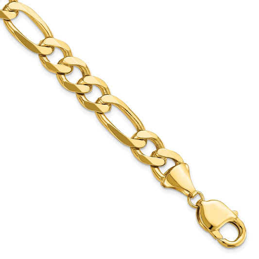 9 Inch 10K Yellow Gold 10.0mm Concave Figaro Chain Bracelet