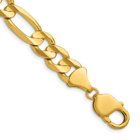 24 Inch 10K Yellow Gold 10.0mm Concave Figaro Chain Necklace