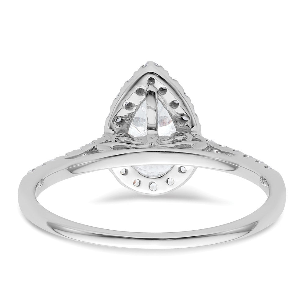14K White Gold Halo (Holds 1.5 carat (9x6mm) Pear Center) 1/4 carat Diamond Semi-mount Engagement Ring