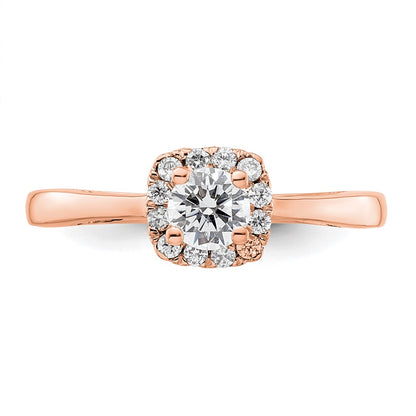 14K Rose Gold Halo (Holds 1/4 carat (4.1mm) Round Center) 1/8 carat Diamond Semi-mount Engagement Ring