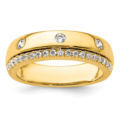 True Origin 14K Yellow Gold Men's 1/2 carat Lab Grown Diamond VS+ F+ Complete Wedding Band Ring