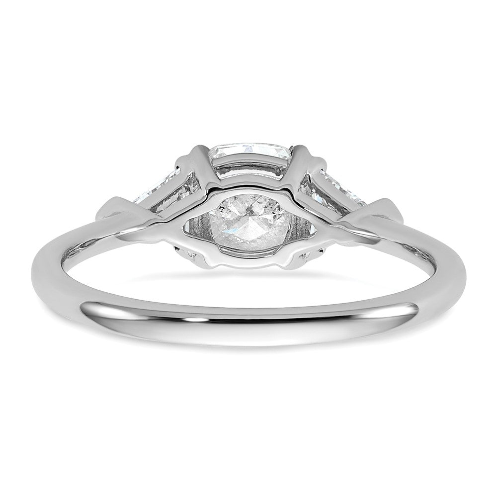 14K White Gold 1 1/2 carat Certified Lab Grown Diamond VS/SI+ G+ Cushion and Triangle Complete Three Stone Engagement Ring