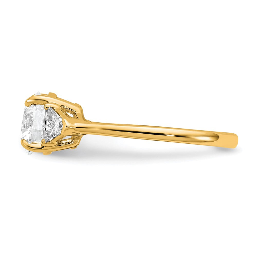 14K Yellow Gold 2 carat Certified Lab Grown Diamond VS/SI+ G+ Round and Triangle Complete Three Stone Engagement Ring