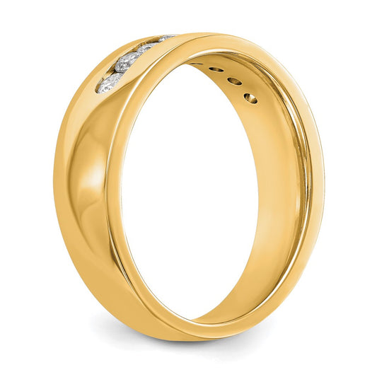 True Origin 14K Yellow Gold Men's 1/2 carat Lab Grown Diamond VS+ F+ Complete Channel Wedding Band Ring