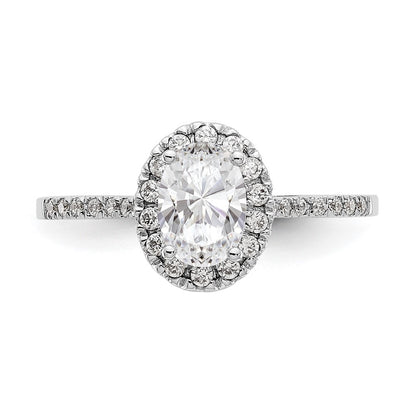 14K White Gold Halo (Holds 1 carat (7x5mm) Oval Center) 1/4 carat Diamond Semi-mount Engagement Ring