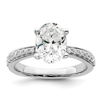 True Origin 14K White Gold 1/3 carat Lab Grown Diamond VS+ F+ Semi-Mount Oval Engagement Ring