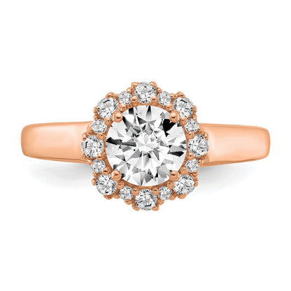 True Origin 14K Rose Gold 1/4 carat Lab Grown Diamond VS+ F+ Semi-Mount Round Halo Engagement Ring