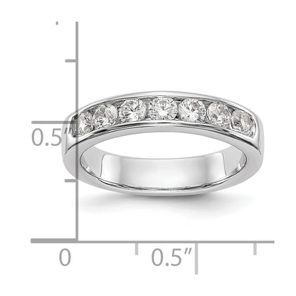 10K White Gold 7-Stone Diamond Channel Wedding Band Ring