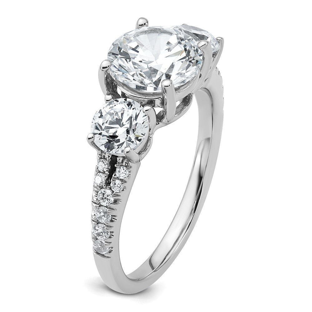 True Origin 14K White Gold 2 carat Lab Grown Diamond VS+ F+ Complete Oval Three Stone Ring