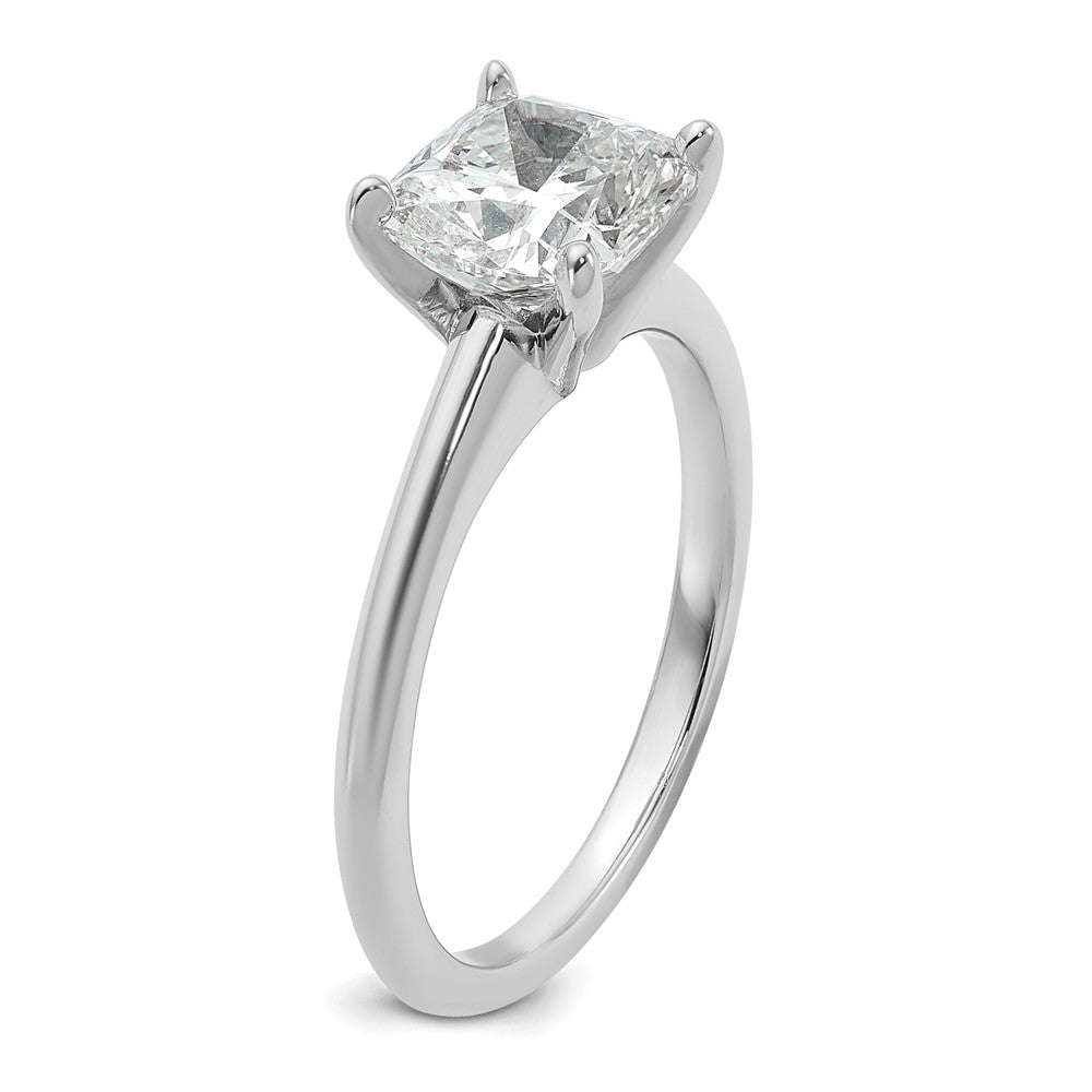 14K White Gold 2 carat Lab Grown Diamond VS+ F+ Cushion Complete Solitaire Engagement Ring