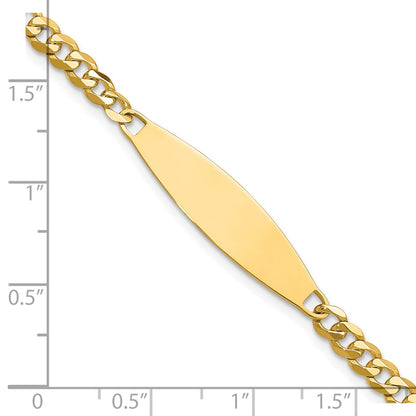 14K Yellow Gold Polished Solid Chain/Solid Plate Flat Curb Link 29.5x8mm Plate 8 Inch ID Bracelet