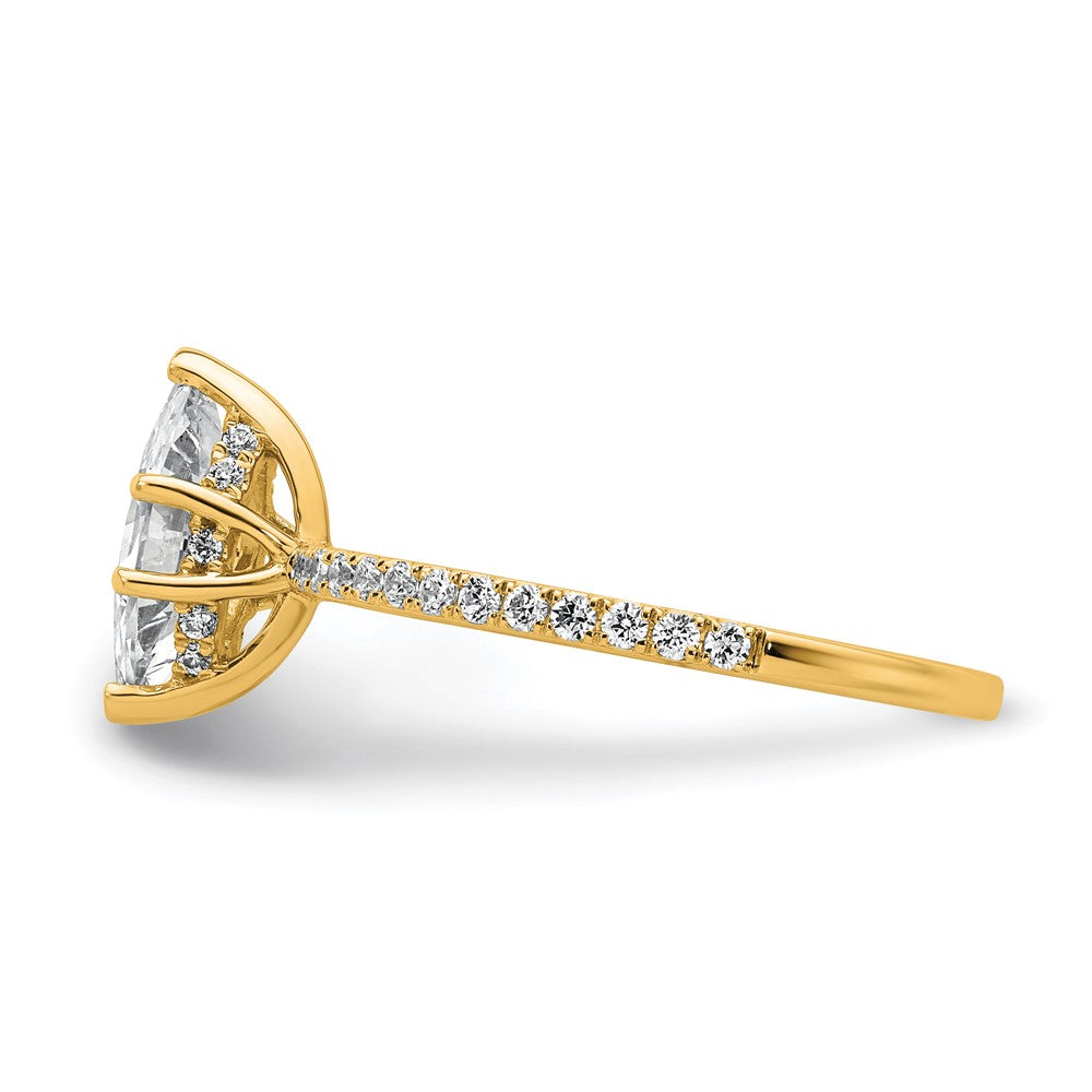 14K Yellow Gold 1 3/8 carat Certified Lab Grown Diamond VS/SI+ G+ Marquise Complete Solitaire with Flair Engagement Ring