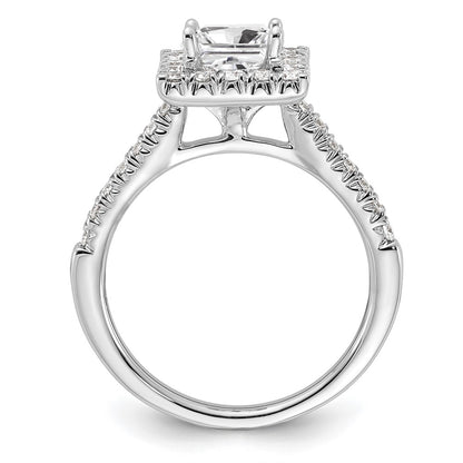 True Origin 14K White Gold 1/2 carat Lab Grown Diamond VS+ F+ Semi-Mount Princess Halo Engagement Ring
