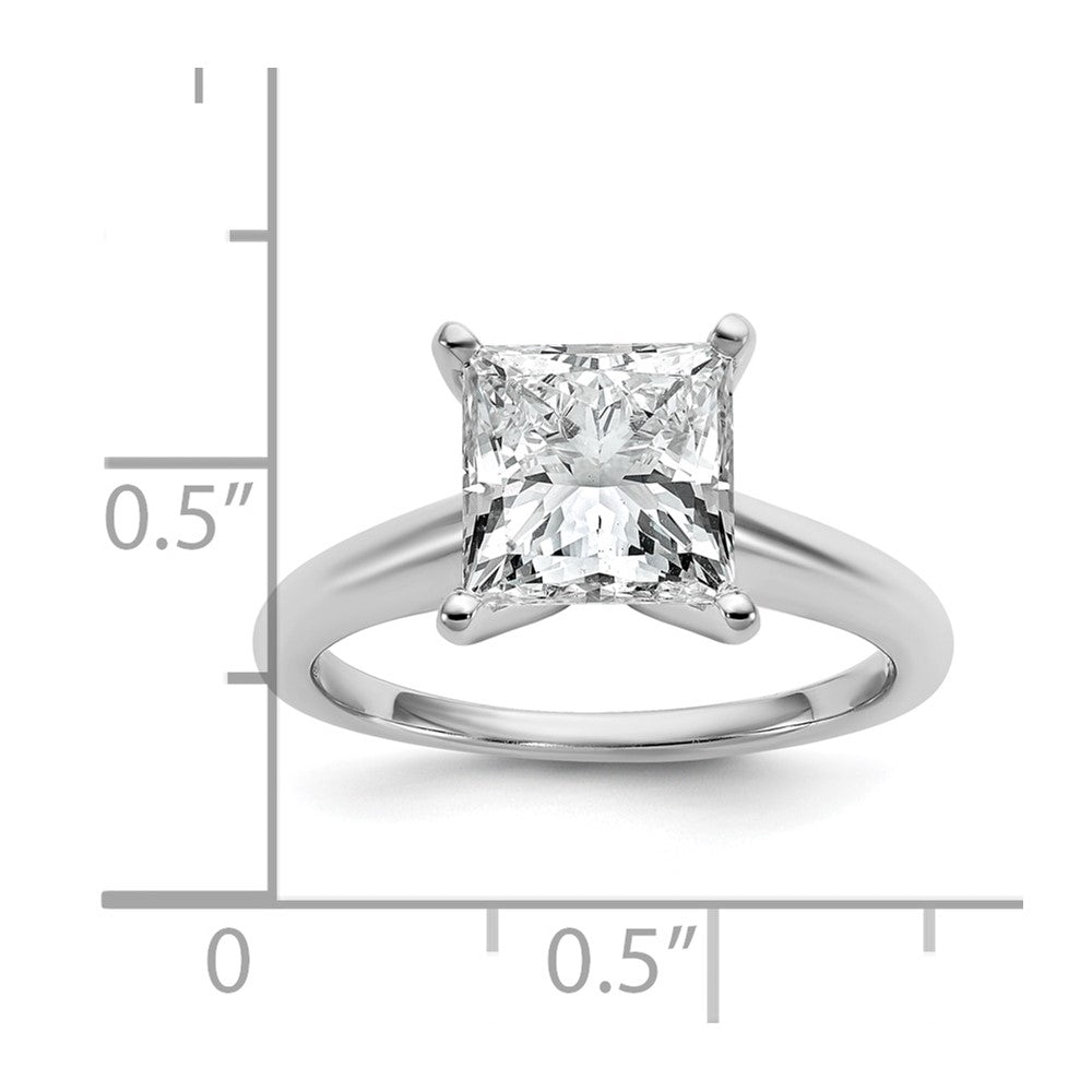 14K White Gold 3 carat Lab Grown Diamond VS+ F+ Princess Complete Solitaire Engagement Ring