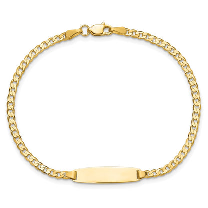 14K Yellow Gold Polished Solid Chain/Solid Plate Curb Link 19.5x5.5mm Plate 8 Inch ID Bracelet