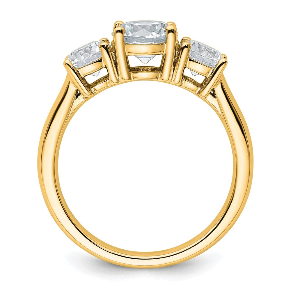 14K Yellow Gold 2 carat Certified Lab Grown Diamond VS+ F+ Three Stone Complete Engagement Ring
