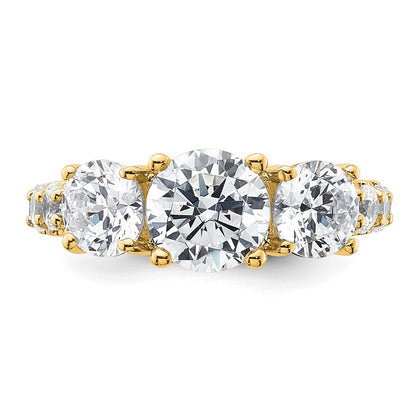 14K Yellow Gold 4 carat Lab Grown Diamond VS/SI+ G+ Round Complete Three Stone Engagement Ring