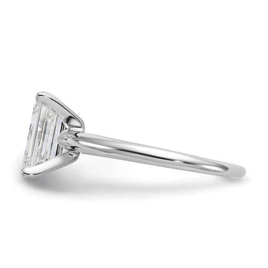 14K White Gold 2 carat Lab Grown Diamond VS+ F+ Emerald Solitaire Complete Engagement Ring