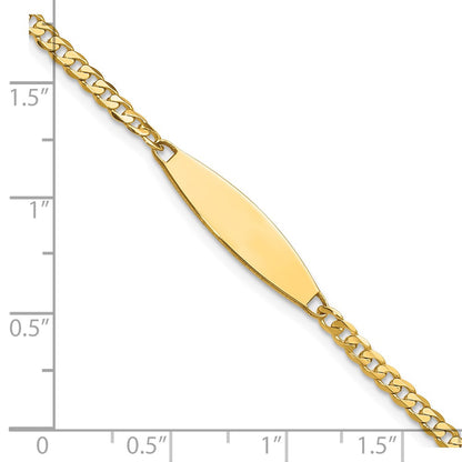 14K Yellow Gold Polished Solid Chain/Solid Plate Curb Link 36x5.1mm Plate 7 Inch ID Bracelet