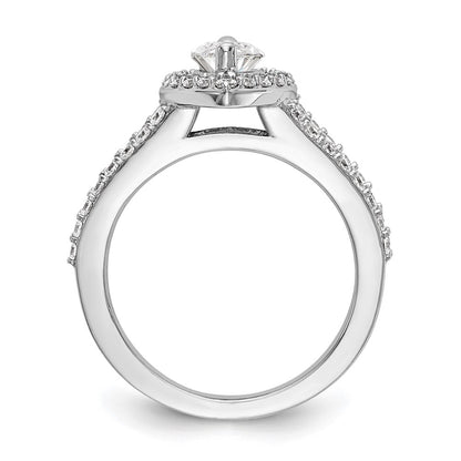 14K White Gold Halo Plus (Holds 1 carat (10x5mm) Marquise Center) 3/4 carat Diamond Semi-Mount Engagement Ring
