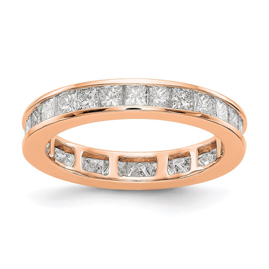 14K Rose Gold Polished Size 7.5 Channel-set 2 carat Princess Diamond Complete Eternity Wedding Band Ring