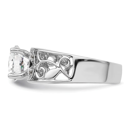 14K White Gold Leaf Design Peg Set 1/20 carat Diamond Semi-mount Engagement Ring