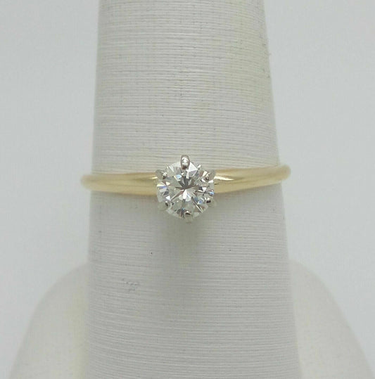 1/2CT Round Diamond Solitaire Engagement Wedding Ring 14K Yellow Gold