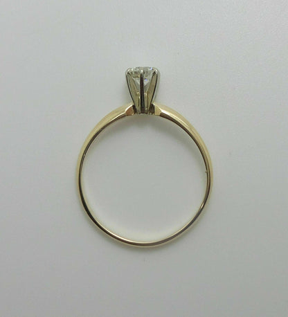 1/2CT Round Diamond Solitaire Engagement Wedding Ring 14K Yellow Gold