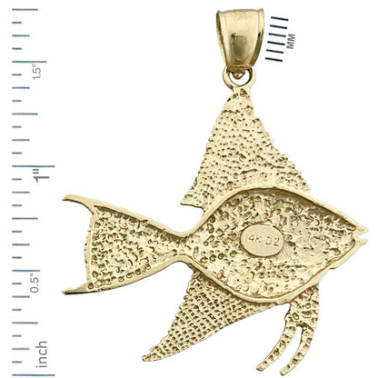 14K Gold 35MM Freshwater Angelfish Pendant
