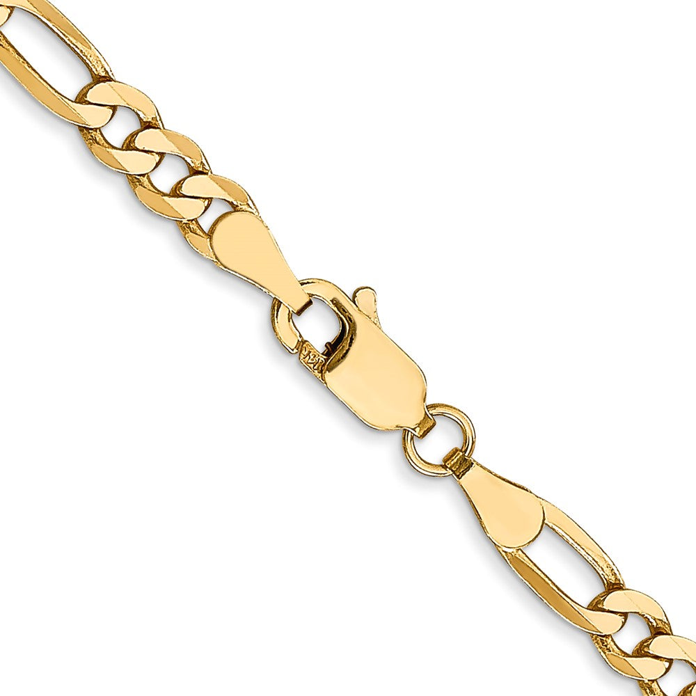 2 Inch 14K Yellow Gold 4mm Flat Figaro Chain Necklace