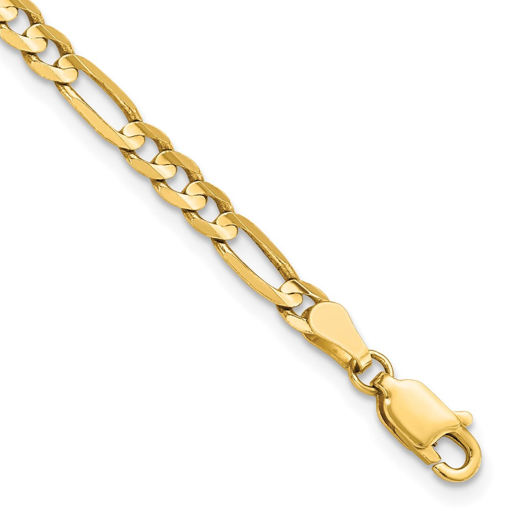 7 Inch 14K Yellow Gold 4mm Flat Figaro Chain Bracelet
