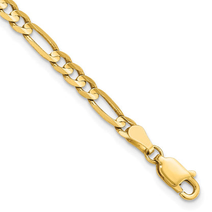 7 Inch 14K Yellow Gold 4mm Flat Figaro Chain Bracelet
