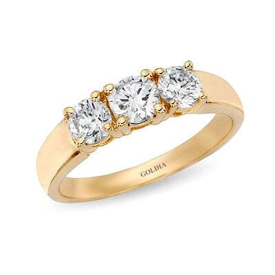 1 1/2 ct. Round Cut Diamond Yellow Gold Three-stone Engagement Ring