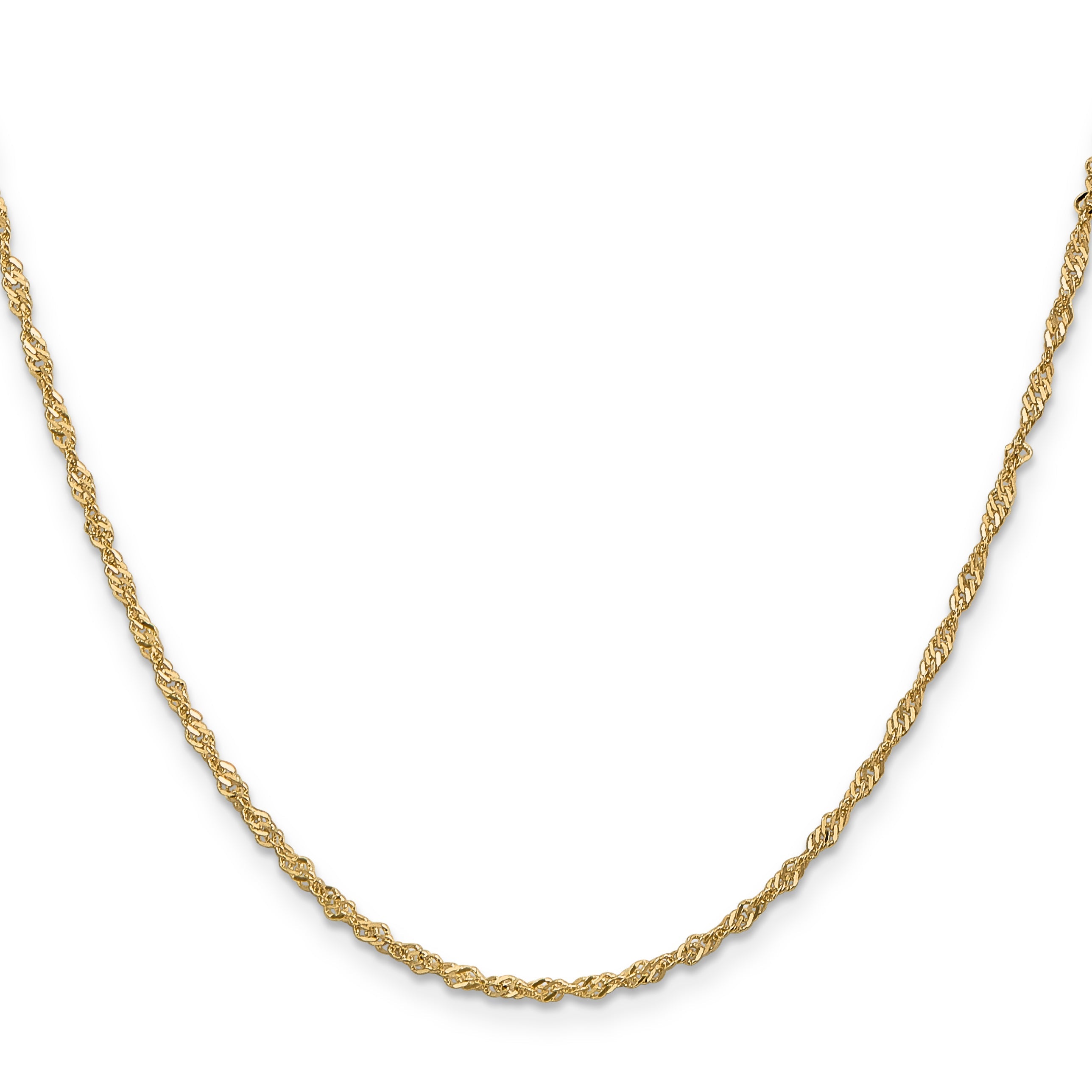 3 Inch 14K Yellow Gold 1.6mm Singapore Chain Necklace