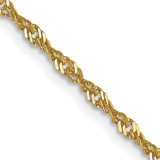 22 Inch 14K 1.6mm Singapore Chain Necklace