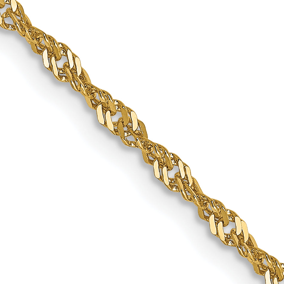 3 Inch 14K Yellow Gold 1.6mm Singapore Chain Necklace