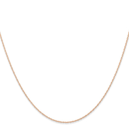 14K Rose Gold 24 Inch Carded .6mm Cable Rope With Spring Ring Clasp Chain Necklace