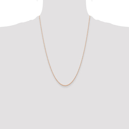 14K Rose Gold 24 Inch Carded .6mm Cable Rope With Spring Ring Clasp Chain Necklace