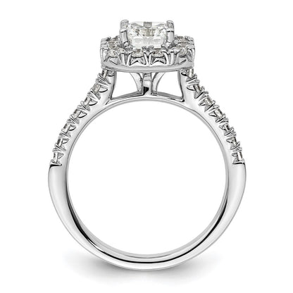 14K White Gold Halo (Holds 1 carat (5.5mm) Asscher-cut Center) 1/2 carat Diamond Semi-mount Engagement Ring
