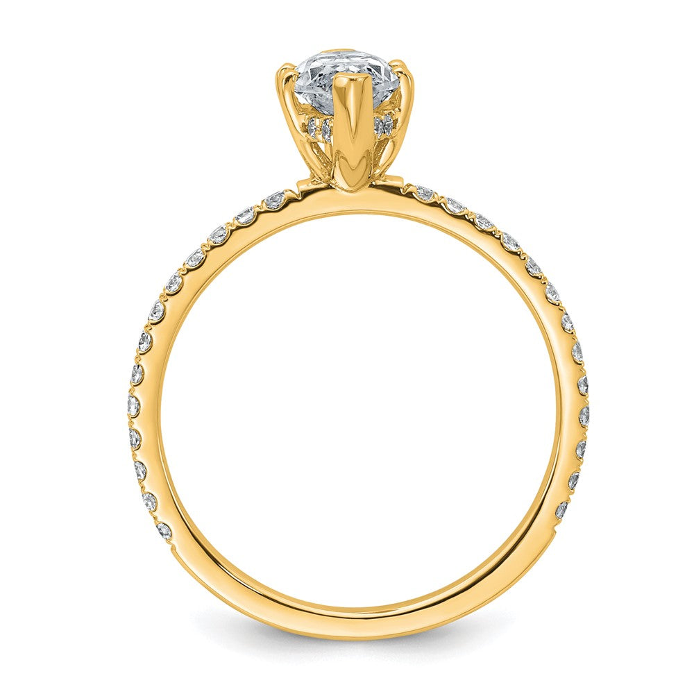 14K Yellow Gold 1 3/8 carat Certified Lab Grown Diamond VS+ F+ Marquise Complete Solitaire with Flair Engagement Ring
