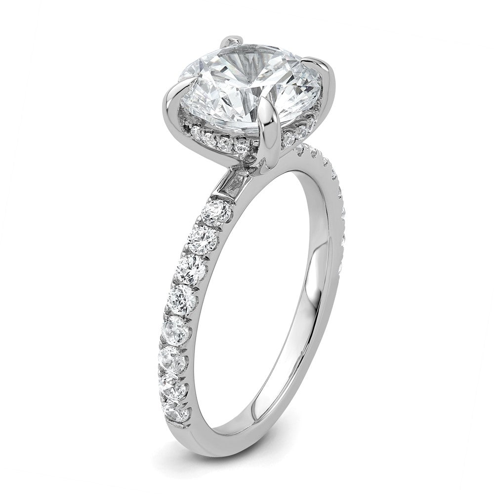 14K White Gold 3 1/2 carat Certified Lab Grown Diamond VS+ F+ Round Complete Solitaire with Flair Engagement Ring