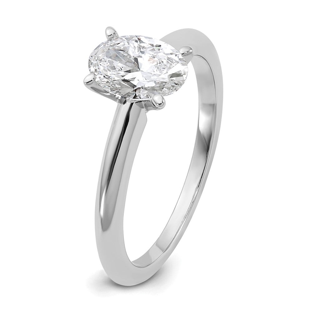 14K White Gold 1 carat Lab Grown Diamond VS+ F+ Oval Complete Solitaire Engagement Ring