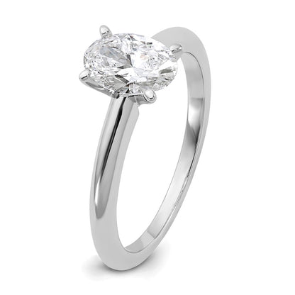 14K White Gold 1 carat Lab Grown Diamond VS+ F+ Oval Complete Solitaire Engagement Ring