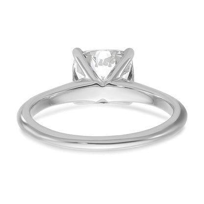 14K White Gold 2 carat Lab Grown Diamond VS+ F+ Cushion Complete Solitaire Engagement Ring
