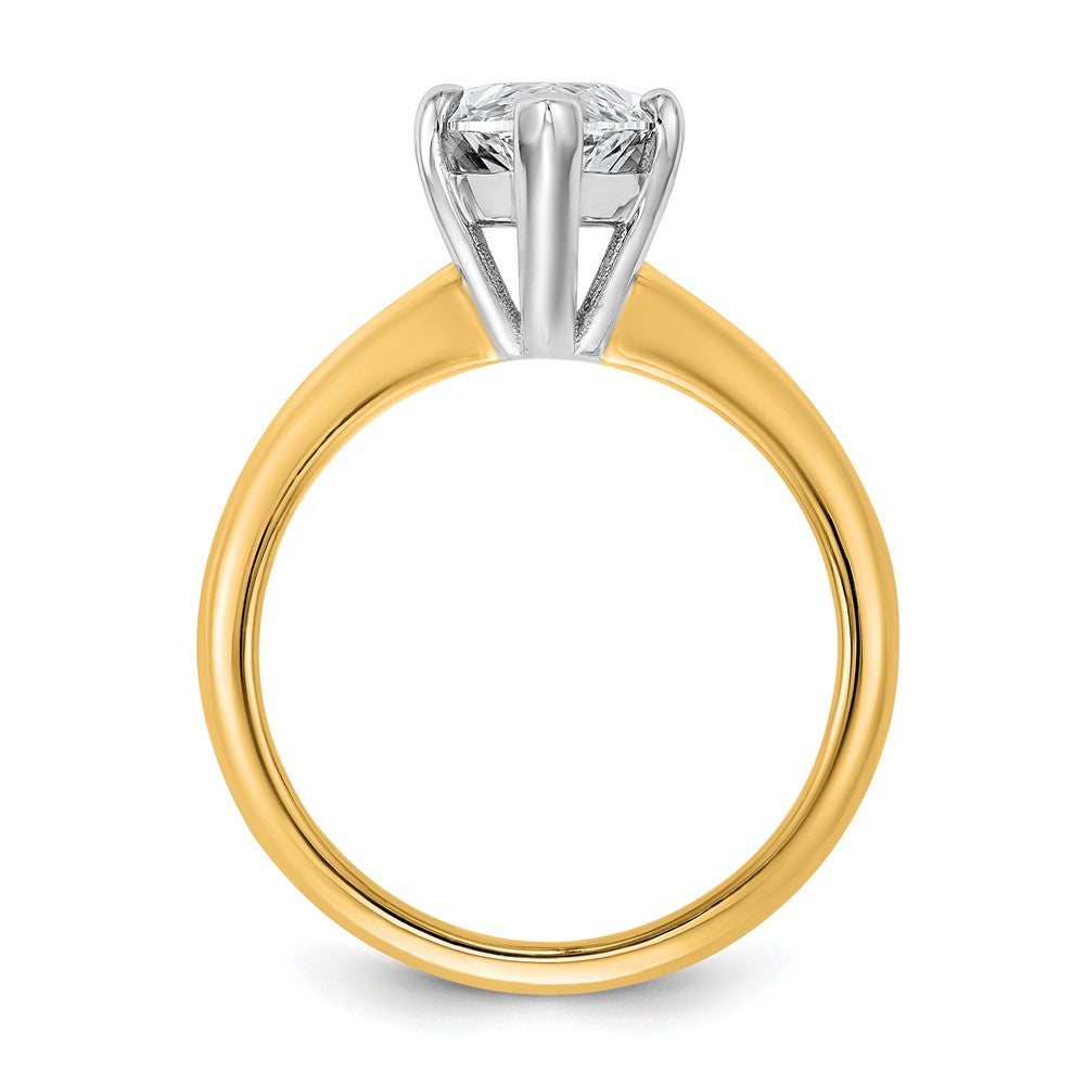 14K Two-Tone Gold Two-tone 3 carat Certified Lab Grown Diamond VS+ F+ Marquise Solitaire Complete Engagement Ring