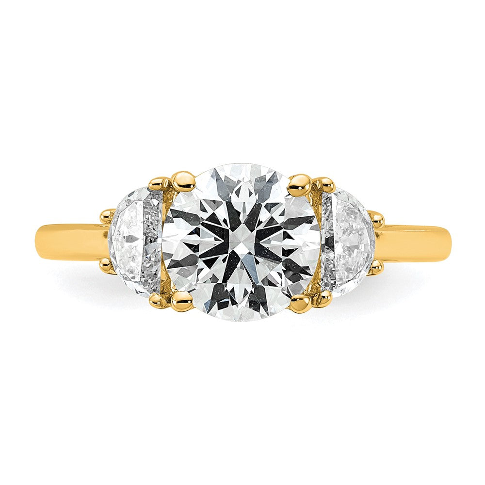 14K Yellow Gold 2 carat Certified Lab Grown Diamond VS+F+ Round Complete Three Stone Engagement Ring