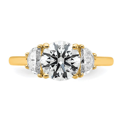 14K Yellow Gold 2 carat Certified Lab Grown Diamond VS+F+ Round Complete Three Stone Engagement Ring