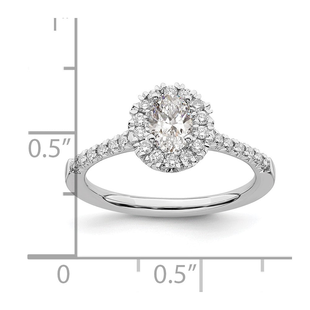 True Origin 14K White Gold 1/3 carat Lab Grown Diamond VS+ F+ Semi-Mount Oval Halo Engagement Ring