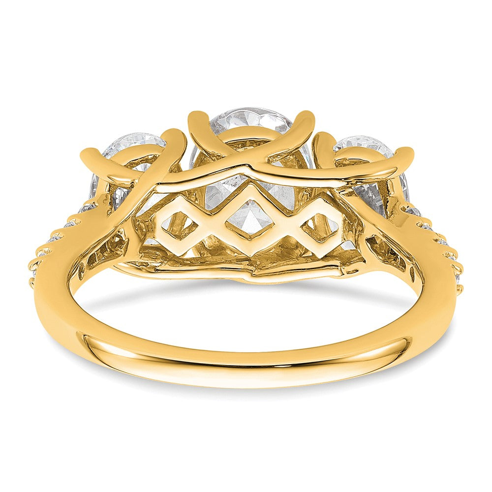 14K Yellow Gold 2 3/4 carat Lab Grown Diamond VS+ F+ Oval Complete Three Stone Engagement Ring
