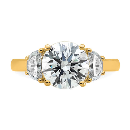 14K Yellow Gold 3 1/8 carat Certified Lab Grown Diamond VS/SI+ G+ Round Complete Three Stone Engagement Ring